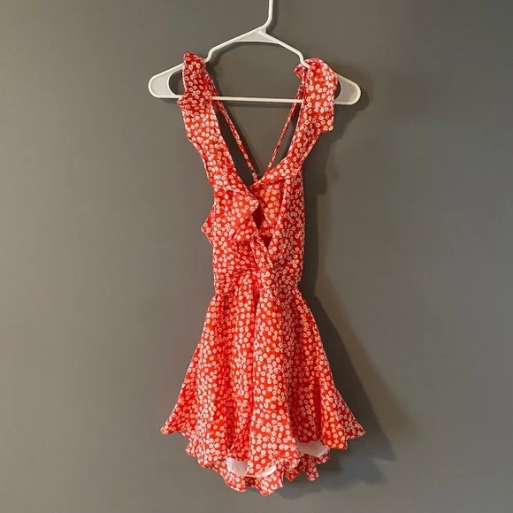 Shein Floral Self-Tie Back Romper - Picture 3 of 6